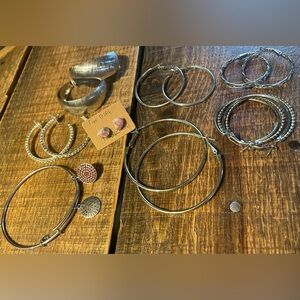 Silver Hooped Earrings and bracelet bundle